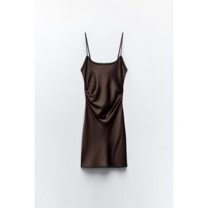 Zara DRAPED GUIPURE TRIM SATIN DRESS